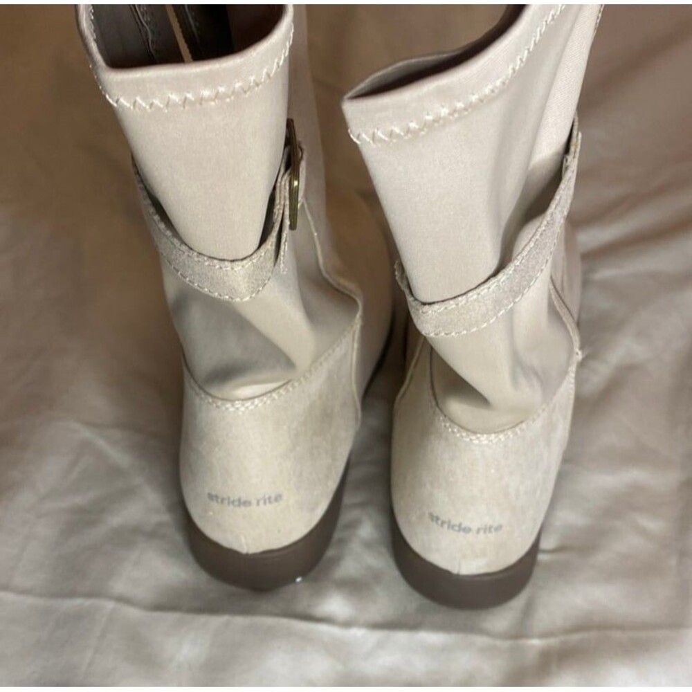 Stride Rite Willow Ivory Shimmer Gold Riding Boot Size 4W Big Girl - Picture 2 of 4